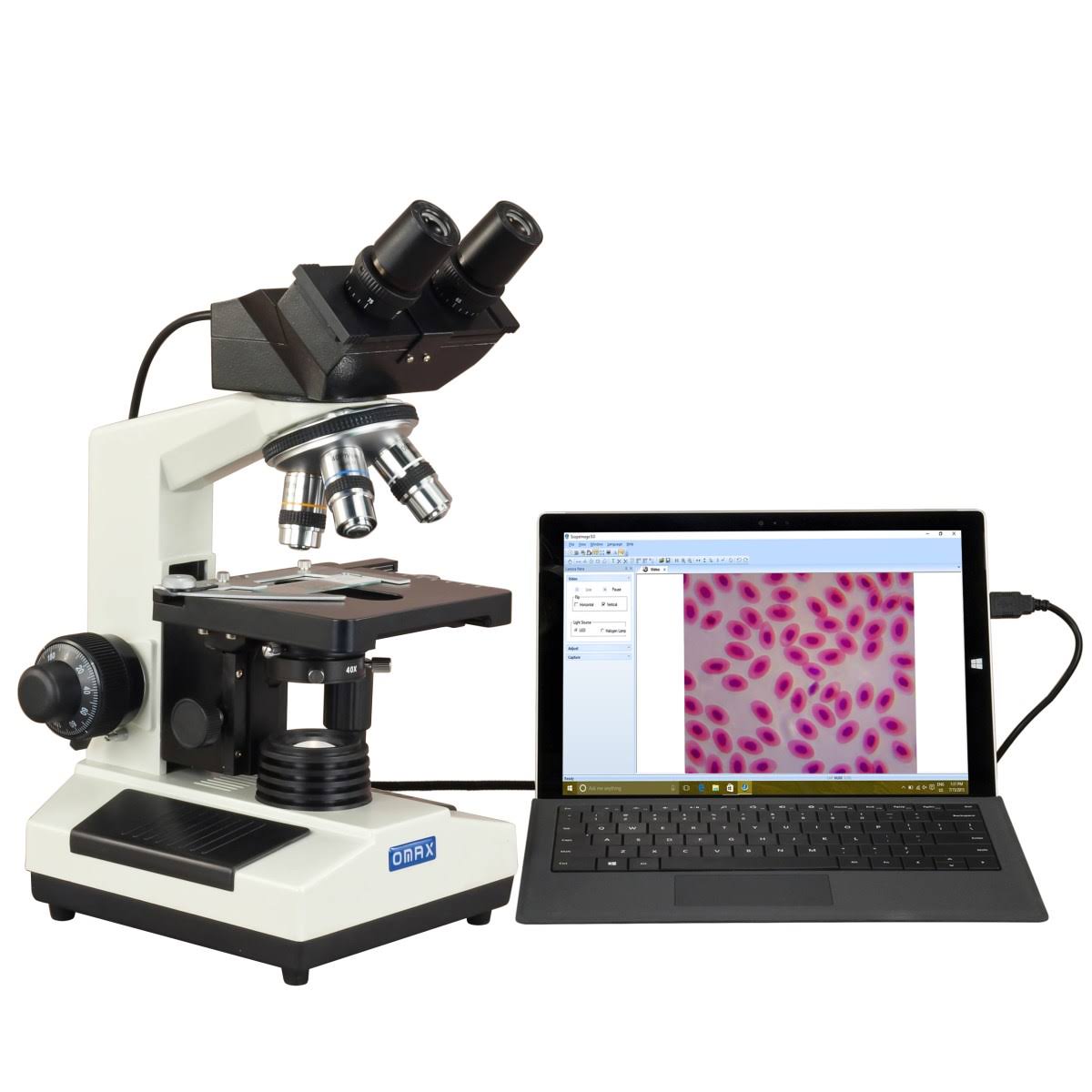 OMAX 40X-2000X Digital Binocular Phase Contrast Compound Microscope with Built-in 3.0MP USB and Interchangable Phase Contrast