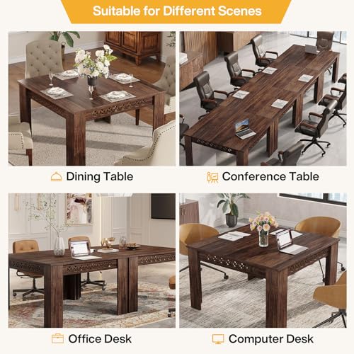 Tribesigns 43" Square Dining Table for 4, 2-4 Person Farmhouse Wood Dining Room Table (Rustic Brown, Heavy Duty Legs)