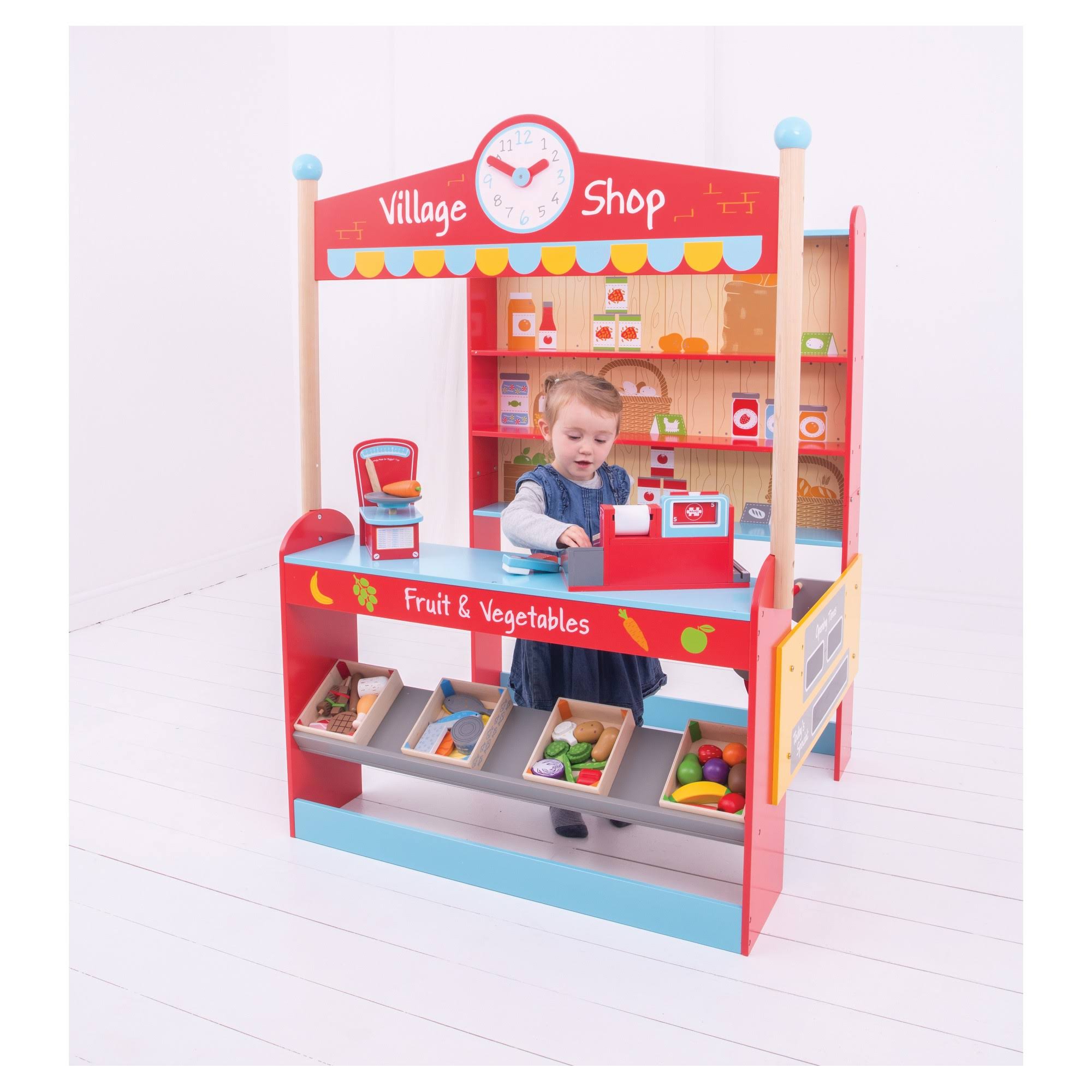 Bigjigs Toys Wooden Village Shop - Pretend Play and Role Play Toys