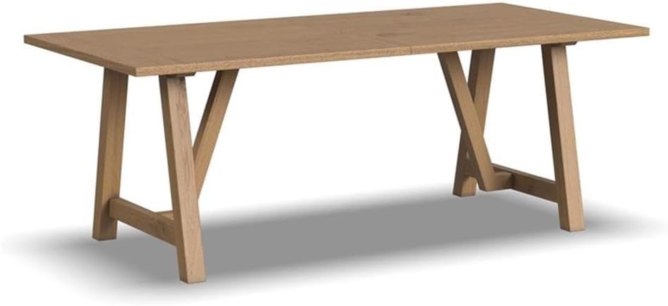 homestyles Trestle Rectangle Farmhouse Hardwood Dining Table in Natural Oak