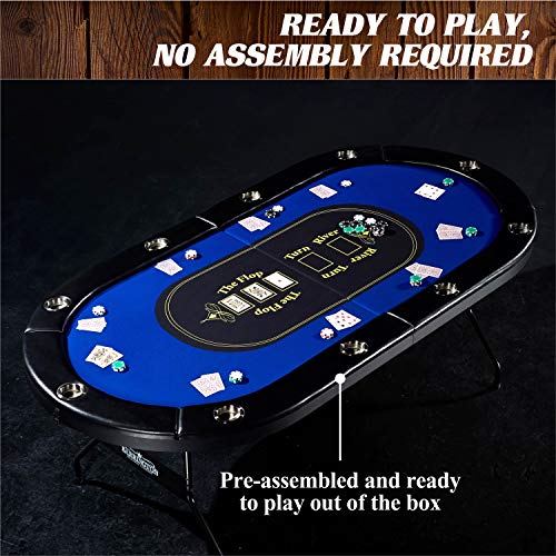 Barrington Poker Multiple Styles Folding Poker Table & Poker Table Top/Dining Table Collection, Durable Padded Rail Tables with Felt Playing Surface, Perfect for Texas Holdem Games