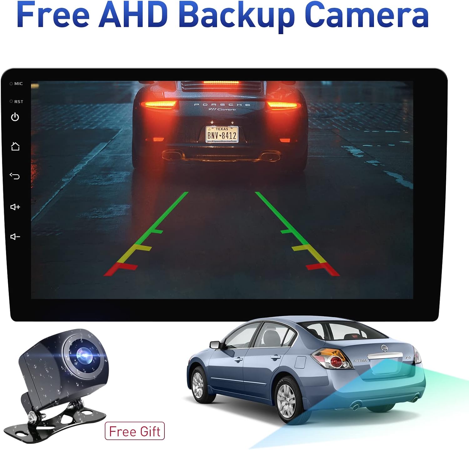 Car Radio in Dash Navigation for Nissan Altima Manual A/C 2008-2012, Android 10.0 Stereo Build in Carplay/Android Auto/DSP Support Bluetooth/FM/AM/RDS with AHD Rear View Camera
