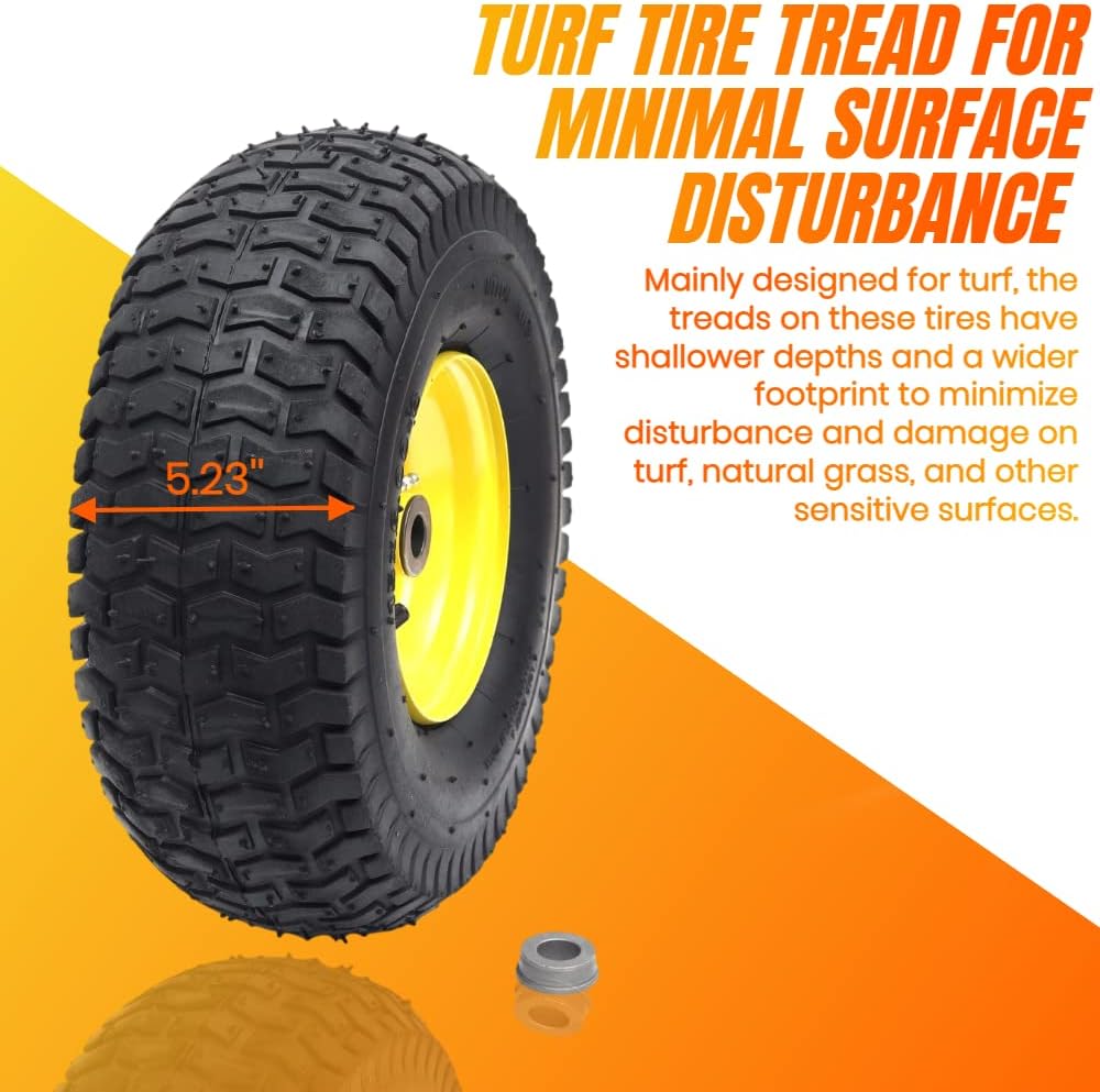 (2 Pack) AR-PRO Exact Replacement 15" x 6.00-6" Front Tire and Wheel Assemblies for John Deere Riding Mowers - Compatible with John Deere 100 and D100 Series - 3” Hub Offset and 3/4” Bushings Pack of 2