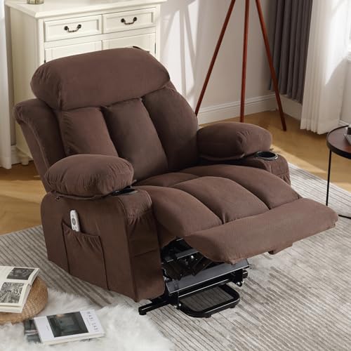 Electric Power Lift Recliner Chair - Reclining Chairs with Massage and Heat for Elderly, Boy Lazy Electric Recliner Chairs for Adults with Side Pockets, USB Charge Port, Remote Control (Velvet, Grey)