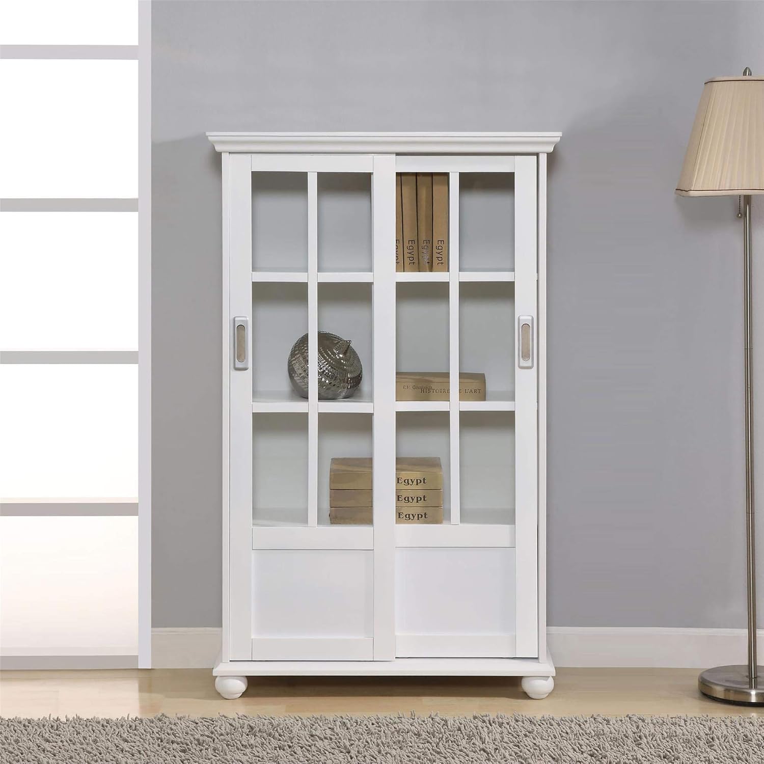 Altra Furniture Altra Aaron Lane Bookcase with Sliding Glass Doors, black