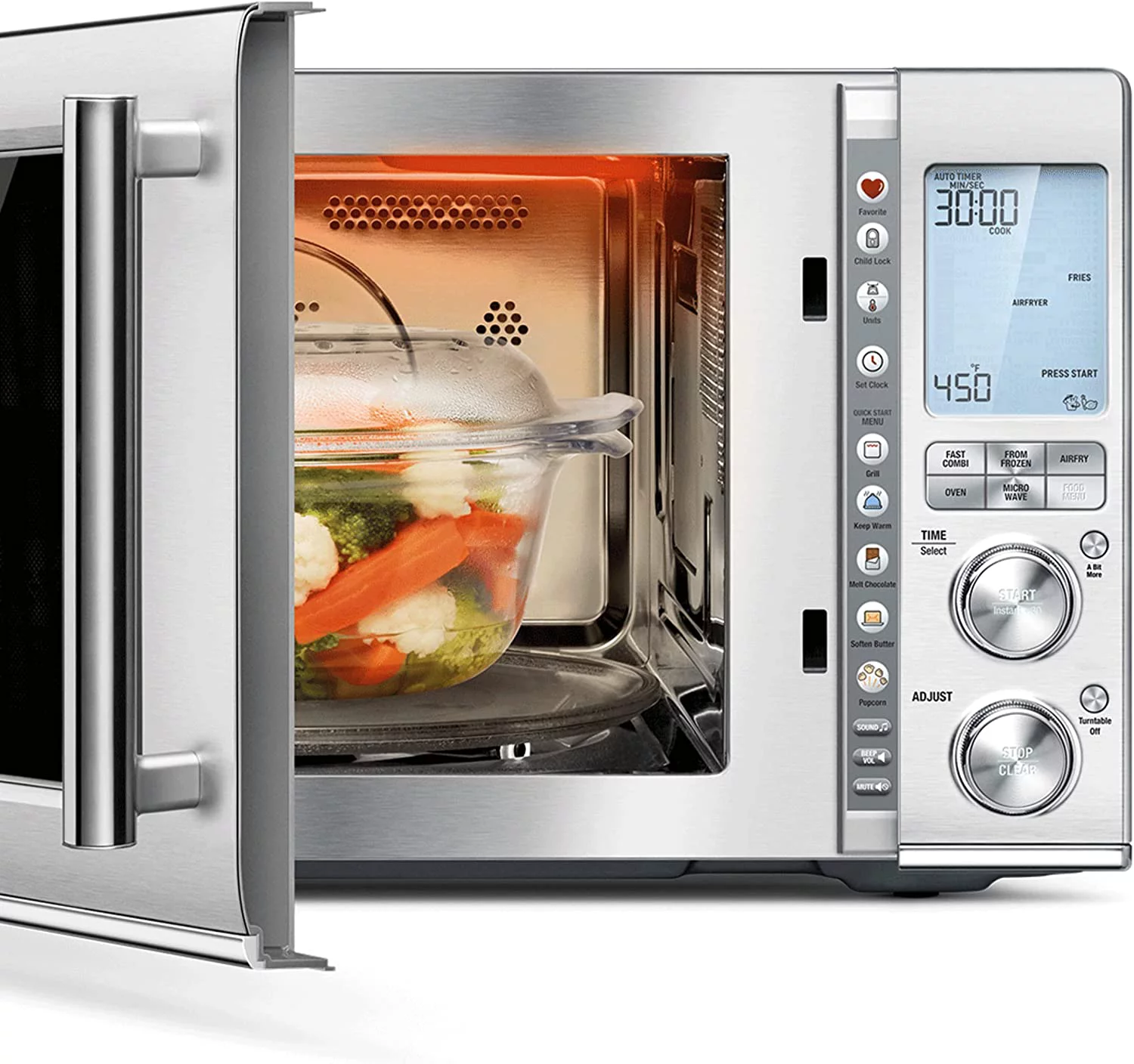 Breville Combi Wave 3-in-1 Microwave, Air Fryer, and Toaster Oven, Brushed Stainless Steel