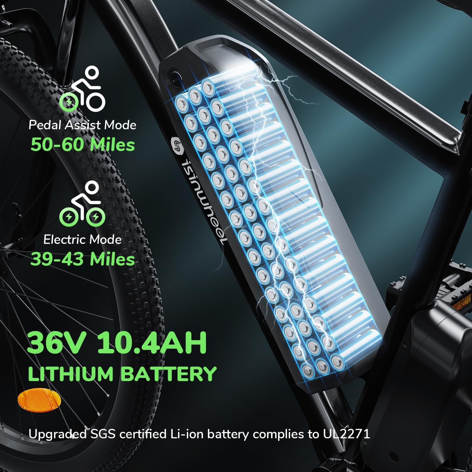 isinwheel M10 Electric Bike for Adults with 374.4Wh Removable Battery, 46Miles 20MPH Commuting Electric Mountain Bike with 500W Brushless Motor, 35 Speed, 26" Tires and Front Fork Suspensio