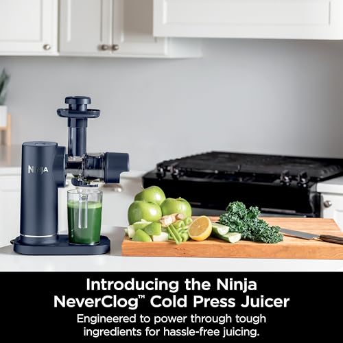Ninja NeverClog Cold Press Juicer, Powerful Slow Juicer with Total Pulp Control, Countertop, Electric, 2 Pulp Functions, Dishwasher Safe, 2nd Generation, Charcoal, JC151