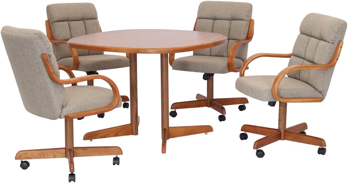 Caster Chair Company 5-Piece 42x42 Caster Dining Set Laminate Table Top & Toast Caster Chairs