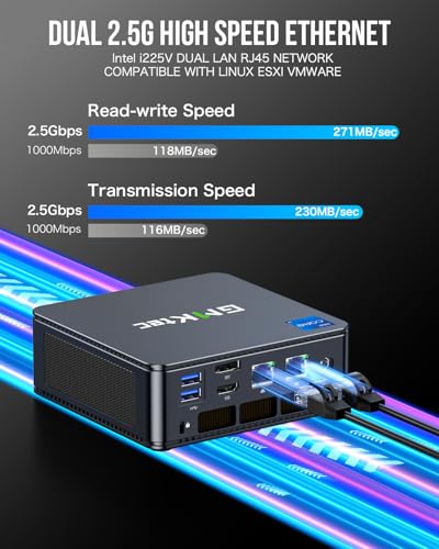 GMKtec Mini PC Windows 11 Pro Intel Core i7-1195G7 (Turbo 5.0 GHz) 32GB DDR4 1TB SSD Desktop Mini Computers WiFi 6, BT 5.2/ DP, HDMI/RJ45 2.5G/USB4.0