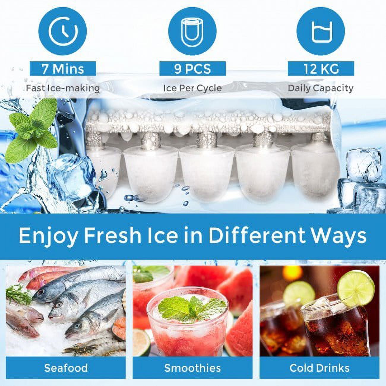 Portable Countertop Ice Maker - Make Ice in Minutes