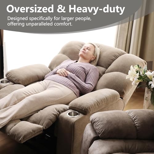 CANMOV Oversized Power Lift Recliner Chair for Elderly, Dual Motor Electric Heavy Duty Lift Recliner with Massage, Heating, USB Port, Cup Holders and Pockets, Brown