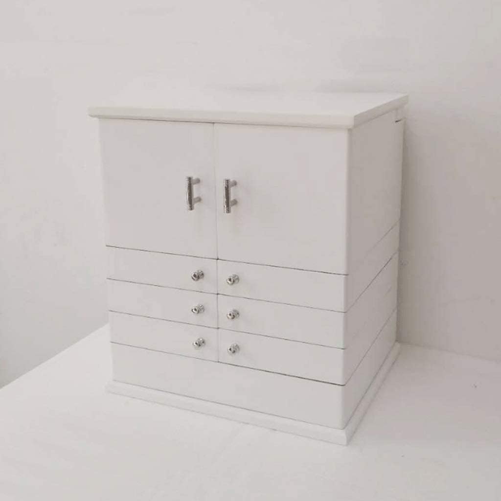 Jewellery Box Jewellery Box Jewellery Organiser Wooden Jewelry Box With Mirror Lid 5-Layer Jewelry Armoire Ring(Bianco 31 * 23.5 * 32cm)
