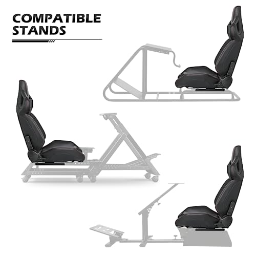 MoNiBloom Universal PVC Bucket Style Reclinable Sport PU Leather Simulator Racing Seat with Adjustable Lock Slide Red