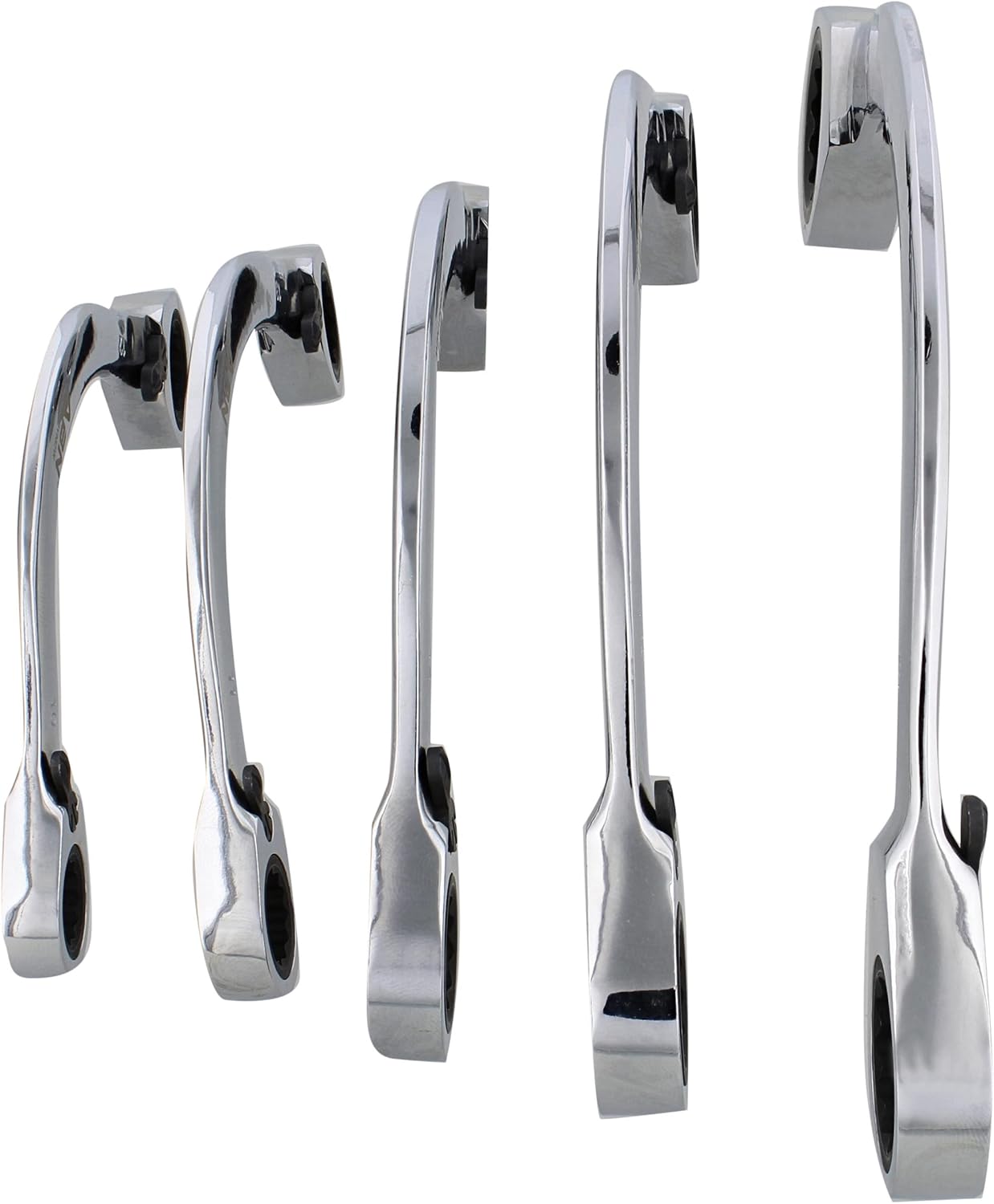 ABN Double Box Ratcheting Wrench Set - 5pc Half-Moon Shaped Metric Wrench Set Double Ended Wrench Set from 10 to 22mm Pack of 2