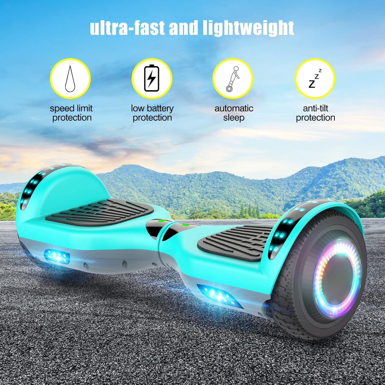 Hoverboard for Kids, 6.5" Two-Wheel Self Balancing Hoverboard Bluetooth (Blue)
