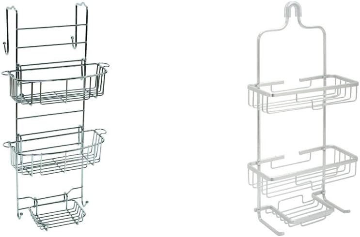 Zenna Home Rust-Resistant Over-The-Shower Door Caddy, Stainless Steel & NeverRust Rustproof Aluminum Shower Caddy, Satin Chrome