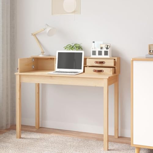 Office Desks Desk 43.3"x19.7"x36.6" Solid Wood Pine,Rustic Pine Wood Desk with Ample Storage for Home Office and Small Spaces
