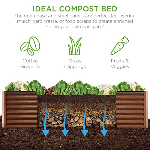 Best Choice Products 8x4x2ft Outdoor Metal Raised Garden Bed, Deep Root Planter Box for Vegetables, Flowers, Herbs, and Succulents w/ 478 Gallon Capacity - Gray