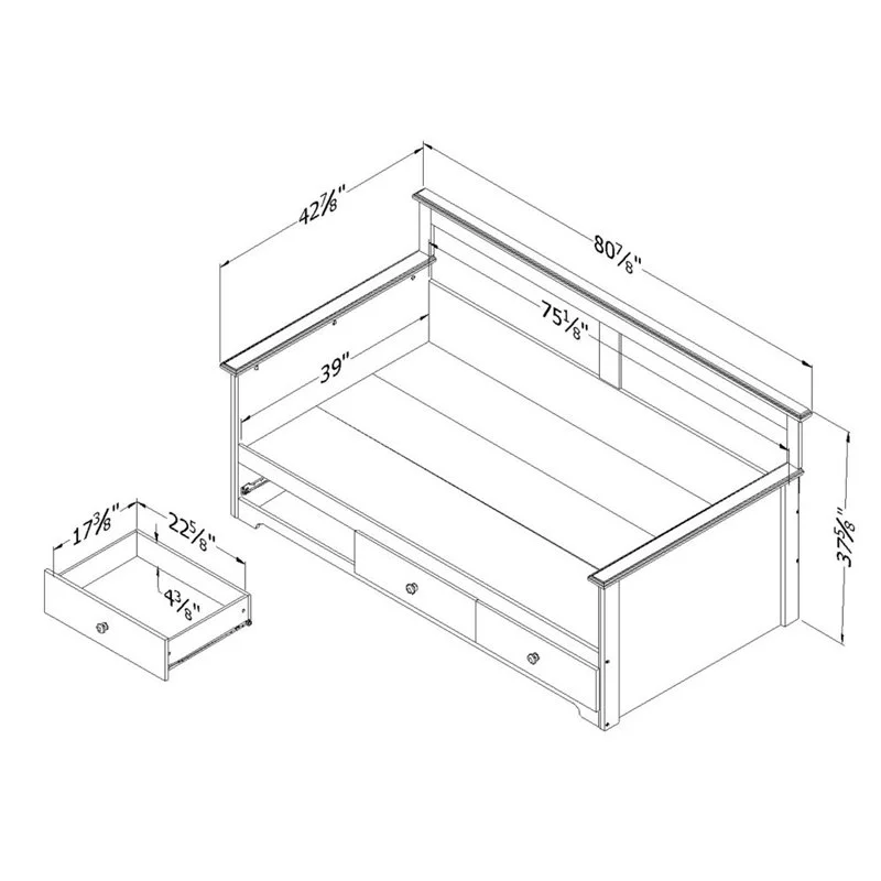 Pemberly Row 3-Drawer Wood/Metal Twin Storage Daybed in Blue
