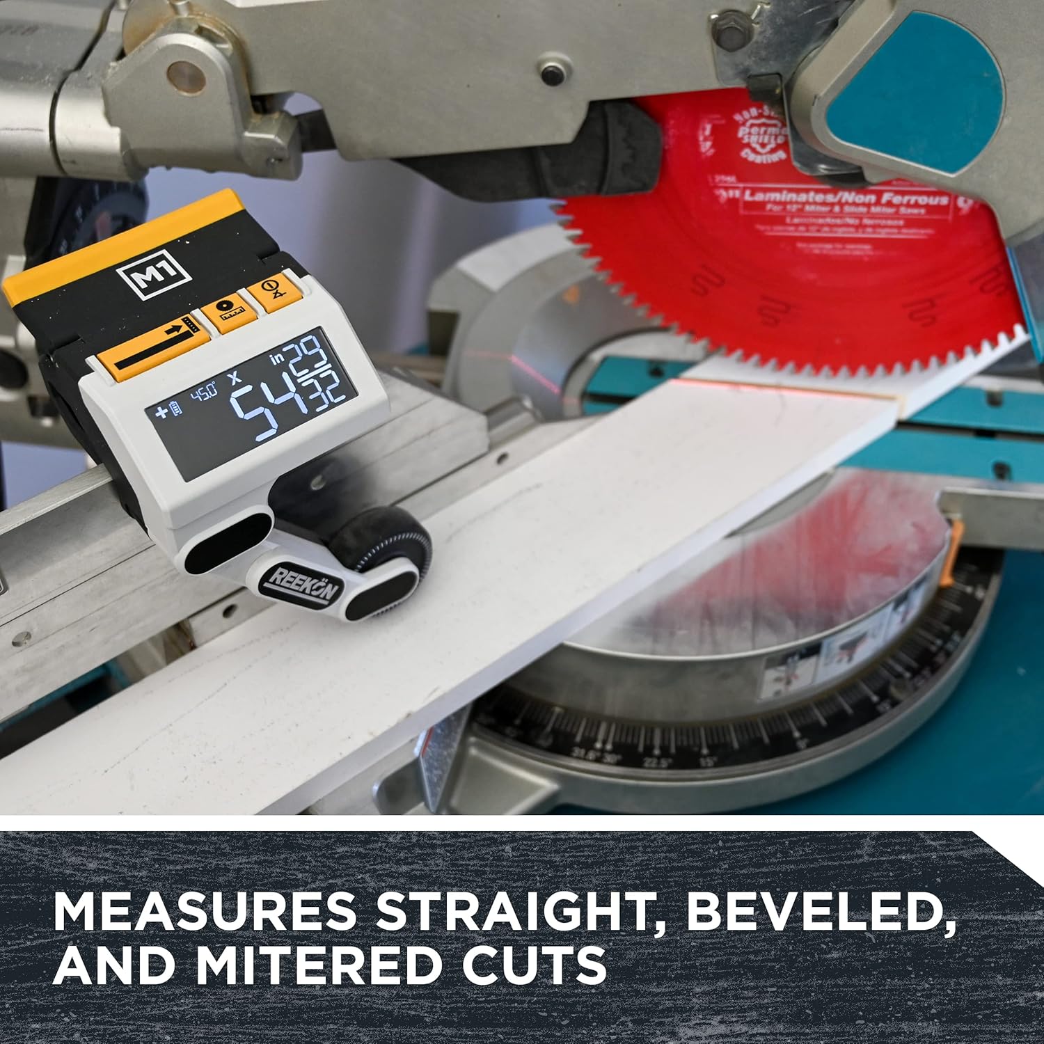 REEKON M1 Caliber Measuring Tool for Miter, Chop, and Band Saws �C Eliminates Need to Measure & Mark Materials, Reduces Cut Time and Increases Safety, Measures Flat & Round Materials