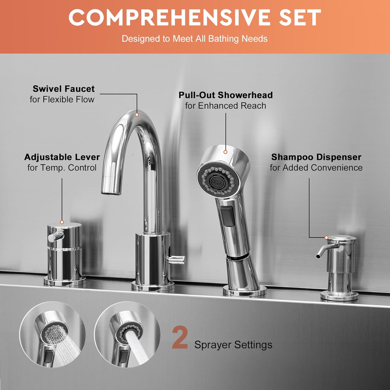 CO-Z Professional Dog Bathing Station, 50 in. Dog Grooming Tub with Nonskid Retractable Ramp for Large Dogs, Stainless Steel Dog Washing Station with Swivel Faucet Pull Out Showerhead Storage Drawer