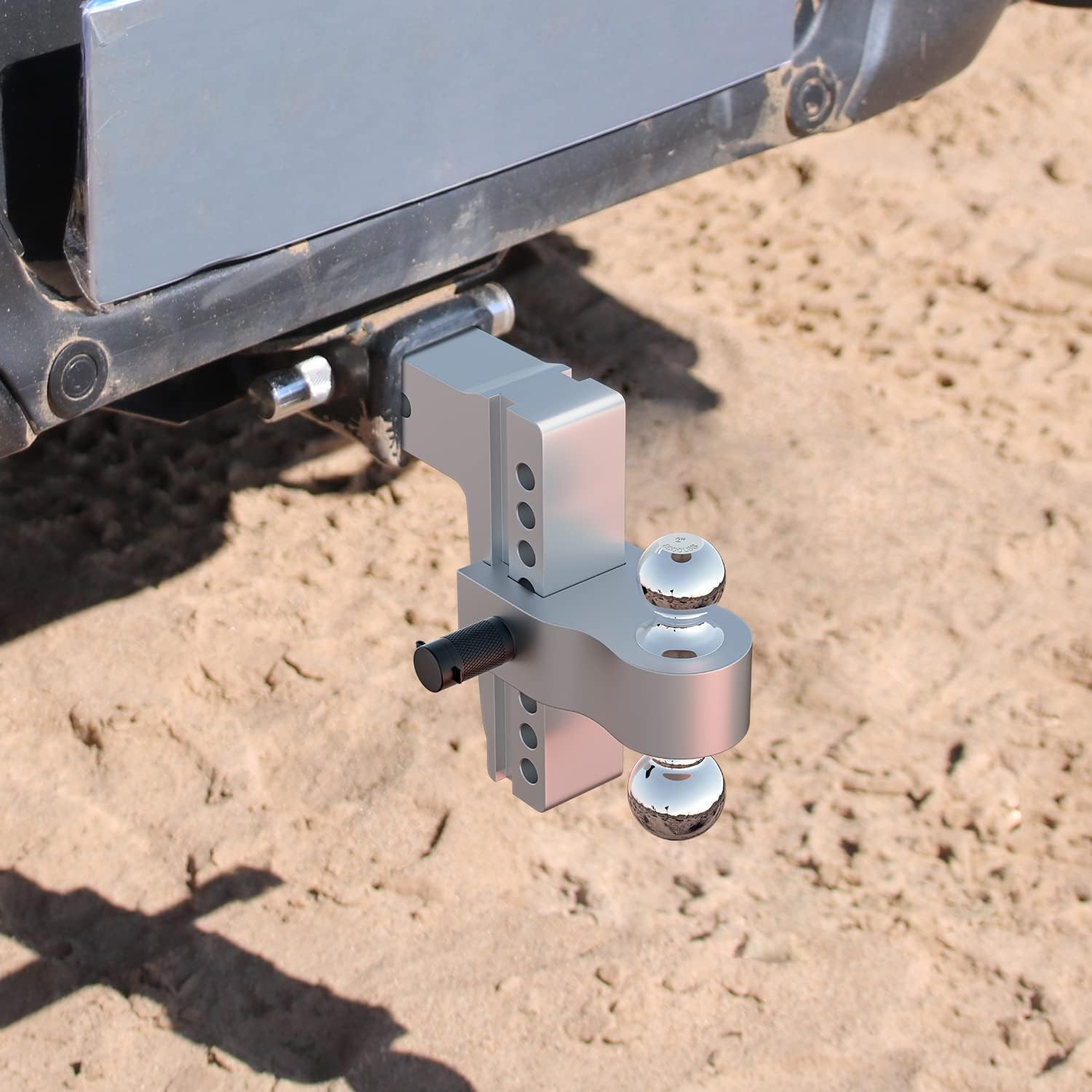 IFOKA Adjustable Trailer Hitch Ball Mount, 8 Inch Drop Hitch, Fits 2.5 Inch Receiver, 18,500 LBS GTW, with Forged Aluminum Shank, 2 Inch & 2-5/16 Inch Dual Balls with Double Hitch Locks and Pins