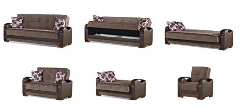 Empire Furniture USA LS-Rochester Rochester Collection Convertible Sofa Bed with Storage Space Includes 2 Pillows, Brown