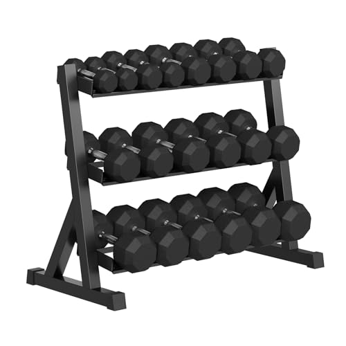 Premium Rubber Coated Hex Dumbbell Weight Set With Rack, Multiple Packages,210LB/350LB/450LB/550LB for Home Gym, Coated Hand Weights for Strength Training, Workouts