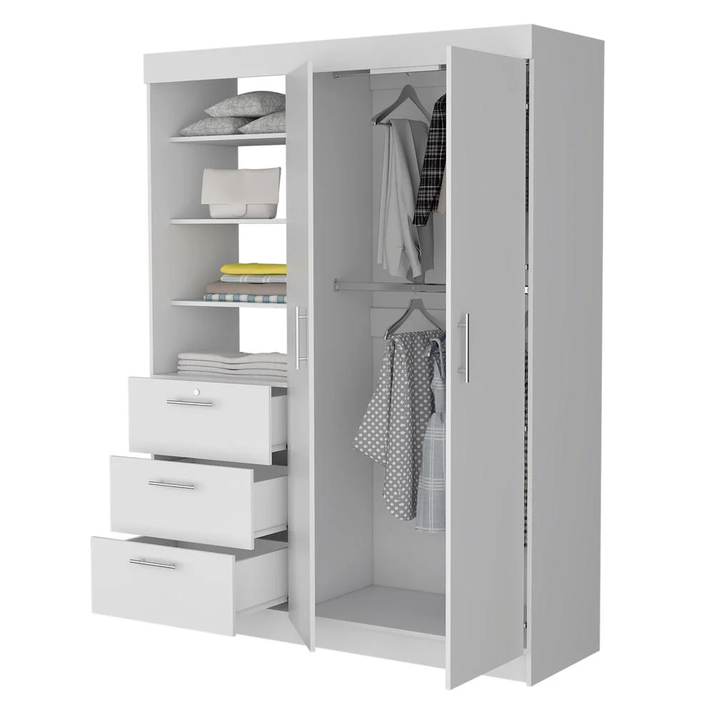 FM FURNITURE LLC Tempe 3 Drawers Armoire ,White