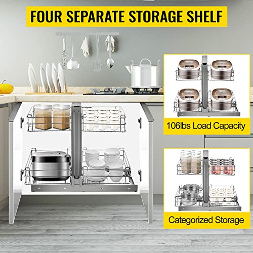 VEVOR Swing Left Blind Corner Cabinet Pull Out for 36 inch Cabinet, 2 Tier Tray Kitchen Soft Close Cloud Organizer Right Handed Open