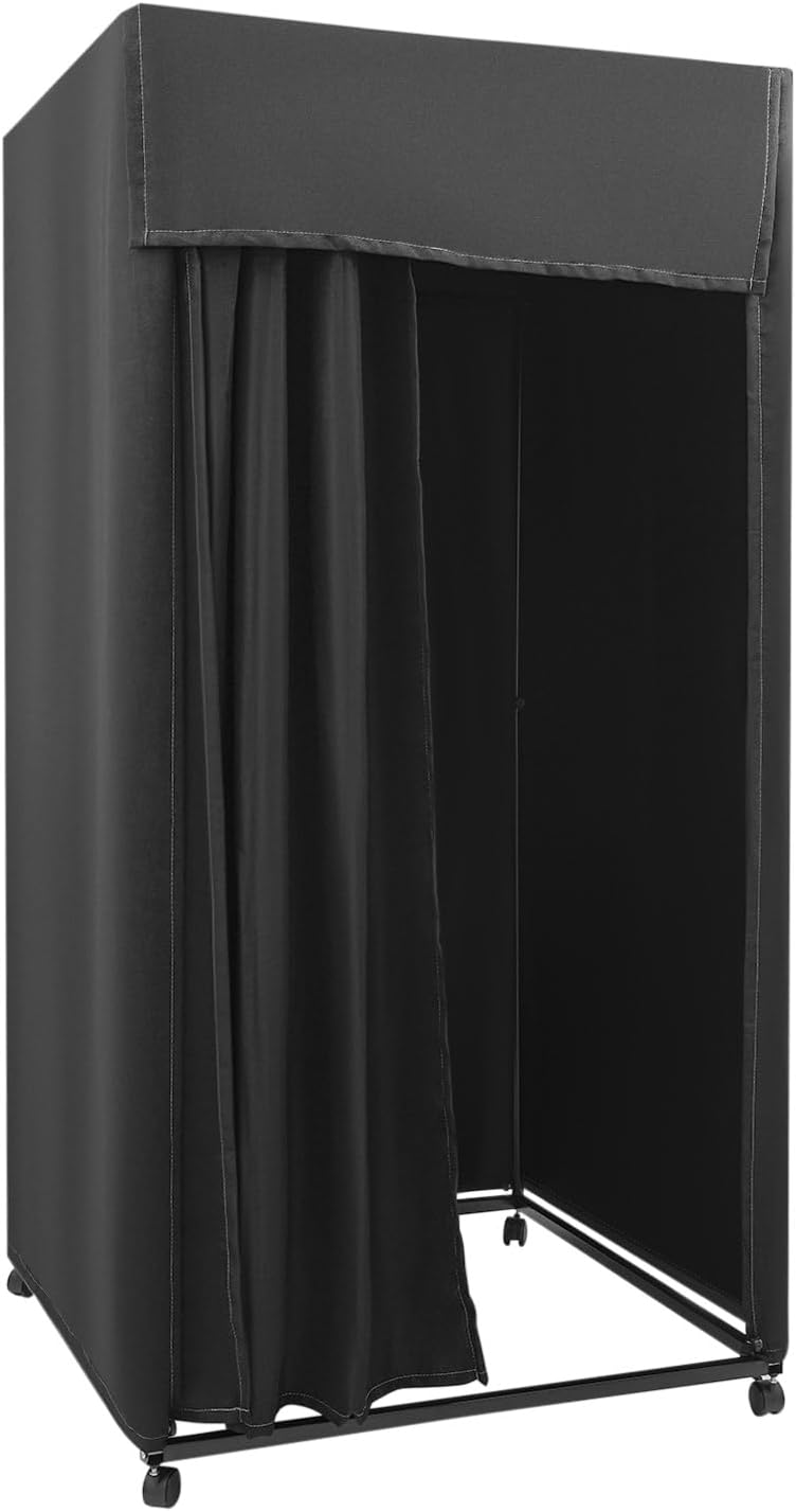 Fitting Room, Portable Dressing Room w/Shading Curtain&Vientiane Wheel&Hook Up, Movable Fitting Room for Beach, Campsites, Model Show, Shopping Mall, Office, Store