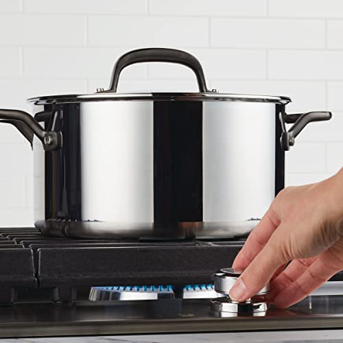 KitchenAid 5-Ply Clad Polished Stainless Steel Stock Pot/Stockpot with Lid, 8 Quart