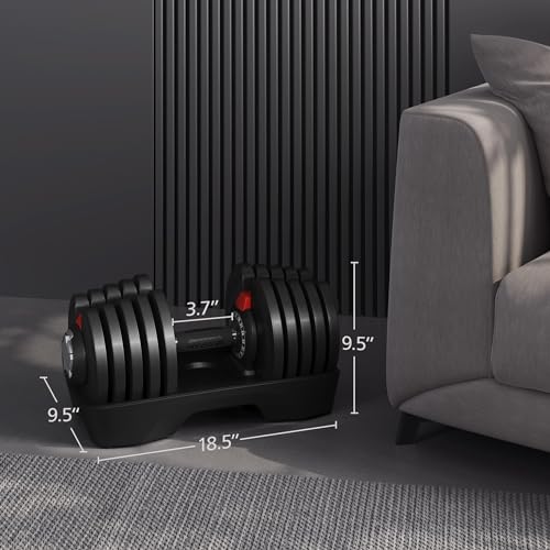 Yaheetech Adjustable Dumbbell Set 28/40/52.5/90LBS Adjustable Dumbbells Fast Adjust Dumbbell Weight Set with Anti-Slip Handle and Tray for Men/Women Home Gym Strength Training Equipment Single/Pair