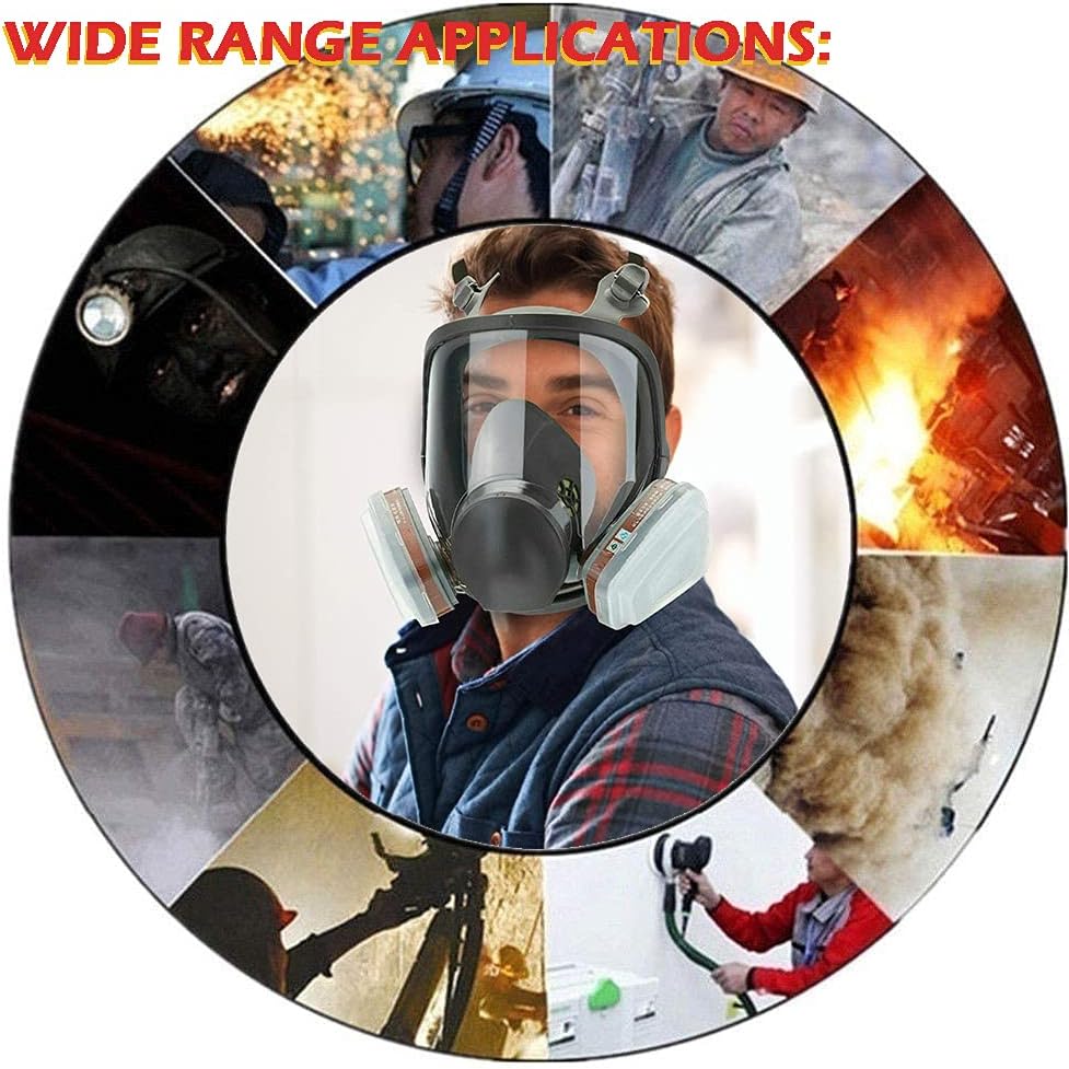 Full Face Respirator Reusable Full Face Wide Field of View For Gas Respirator Painting Welding Woodworking Other Pack of 2