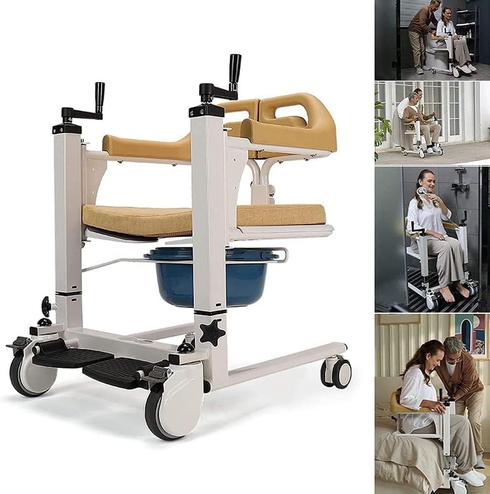 Commode Toilet Chair,Shower Wheelchair Bath Toilet,Shower and Commode Transport Chair with Wheels and Padded Seat for Handicap, Elderly, Injured and Disabled, 250 Lb Weight Capacity