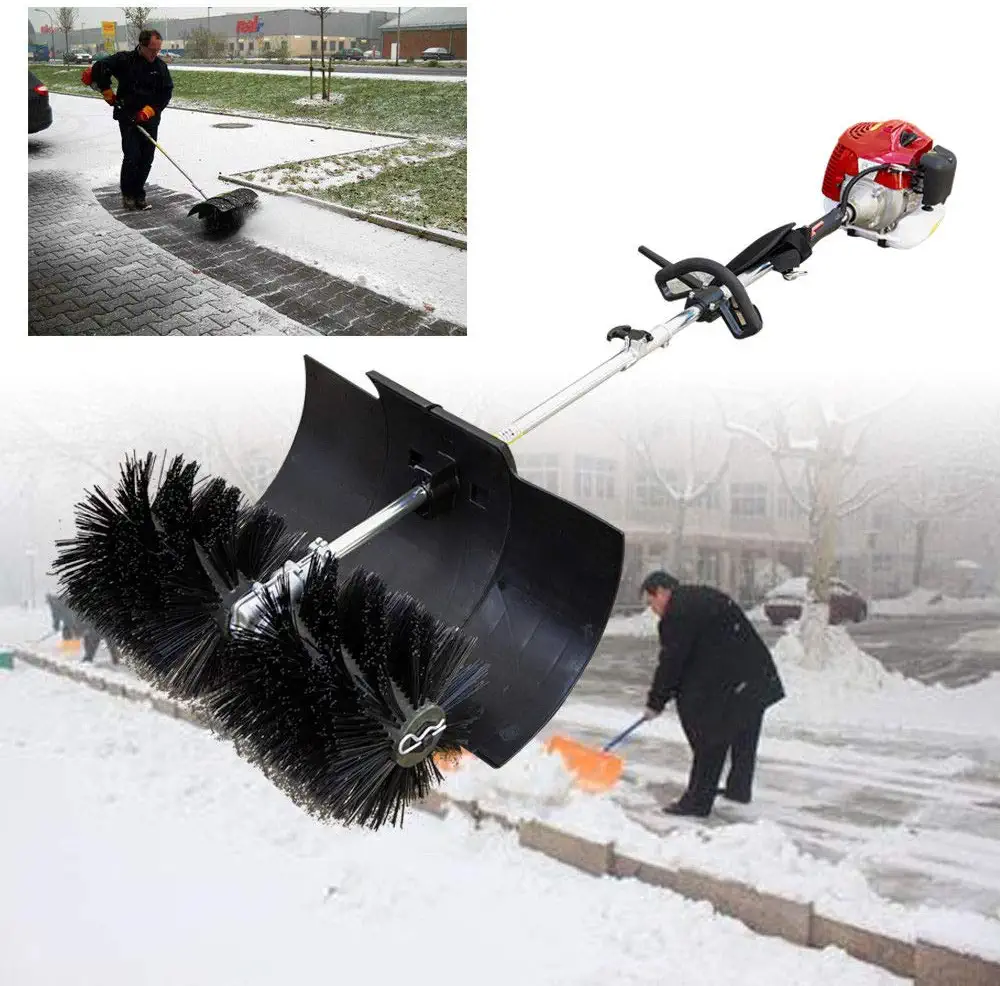 MONIPA 52cc 2 Stroke 2.3HP Power Sweeper Handheld Gasoline Engine Power Broom Brush Clear with Air Cooled Motor EPA Engine for Driveway Turf Snow