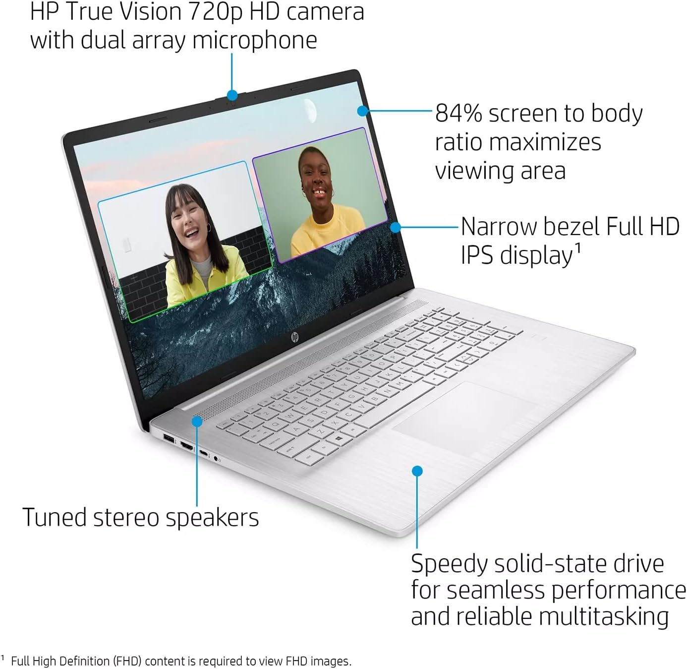 HP 2022 17.3" Full HD IPS Premium Laptop | 11th Generation Intel Core i7-1165G7 | Intel UHD Graphics | 8GB DDR4 | 512GBSSD | Windows 10 Home | Silver |