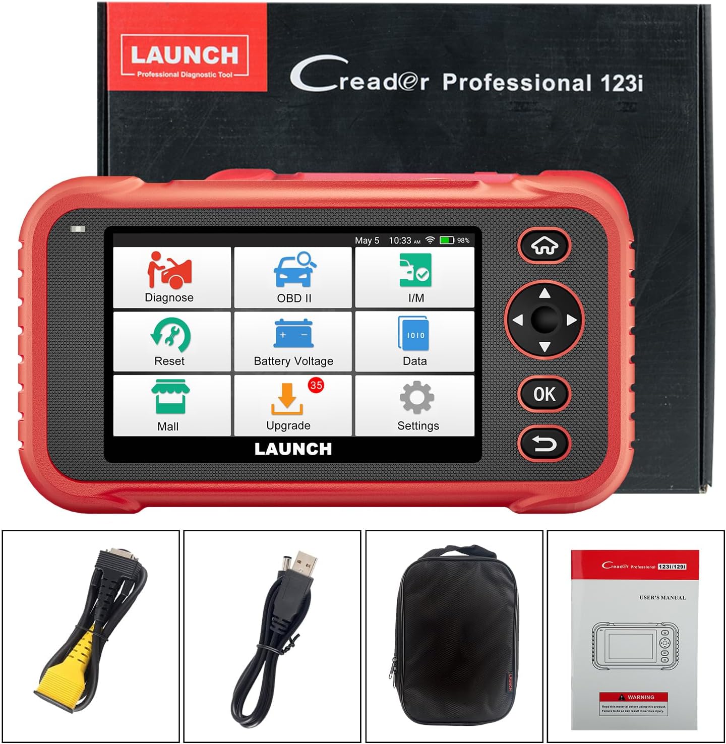 LAUNCH OBD2 Scanner CRP123i Elite Code Reader, 2024 Lifetime Free Update Car Diagnostic Tool for Multi Systems with Oil Reset, SAS Reset, Throttle Adaptation, FCA SGW, Battery Test, Auto VIN