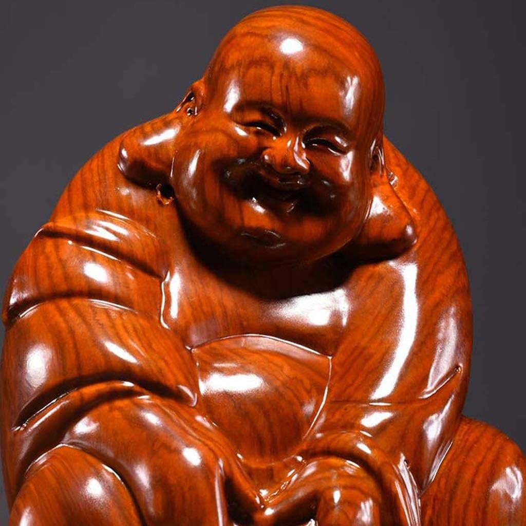 Buddha Statue Buddha Statue Huanghuali Wood Carving Maitreya Buddha Decoration Solid Wood Laughing Buddha Home Craft 7.88 Inches Perfect Decoration