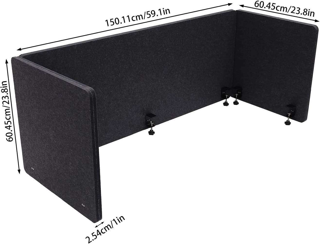 Stand Up Desk Privacy Panel, Clamp on Desk Divider for Office, Acoustic Desk Privacy Panel to Reduce Noise, Acoustic Partition, Office Desk Divider, Dark Gray, 59"L x 24"W, 24"L x 24"W