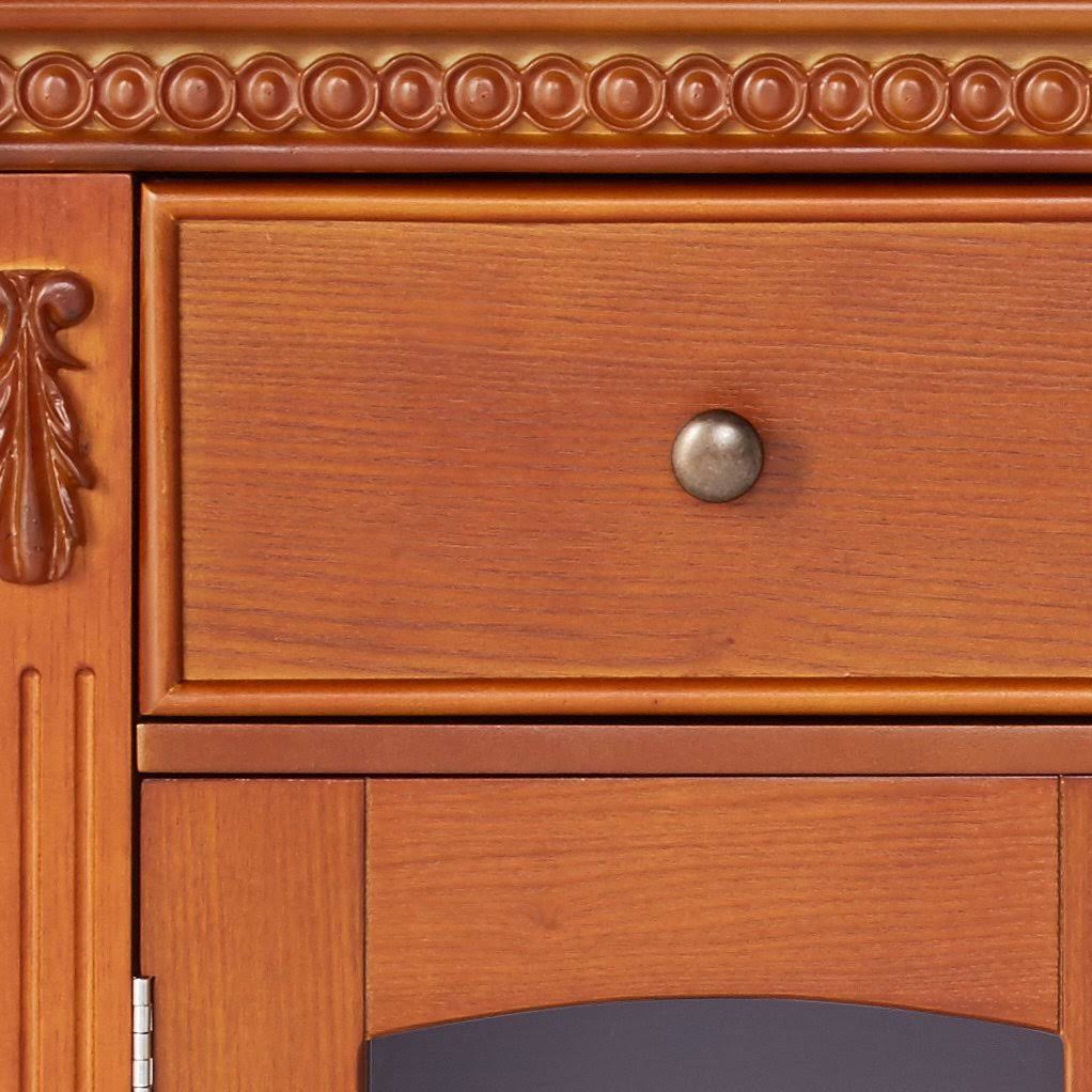 William Walnut Wood Contemporary Sideboard Buffet Console Table with Storage Drawers u0026 Glass Cabinet Doors, Brown