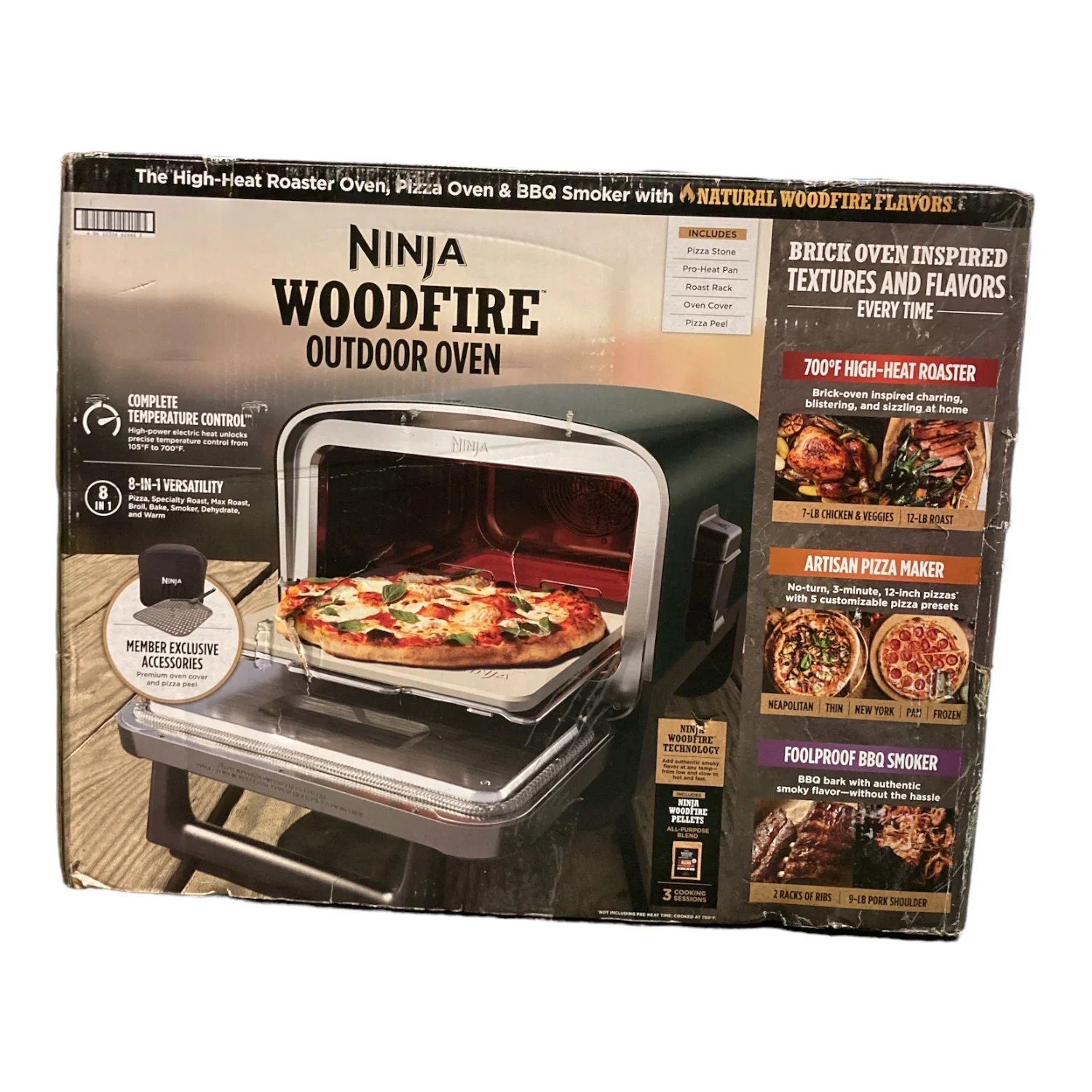 Ninja Woodfire 8-in-1 Outdoor Oven - High-Heat Roaster, Pizza Oven, BBQ Smoker