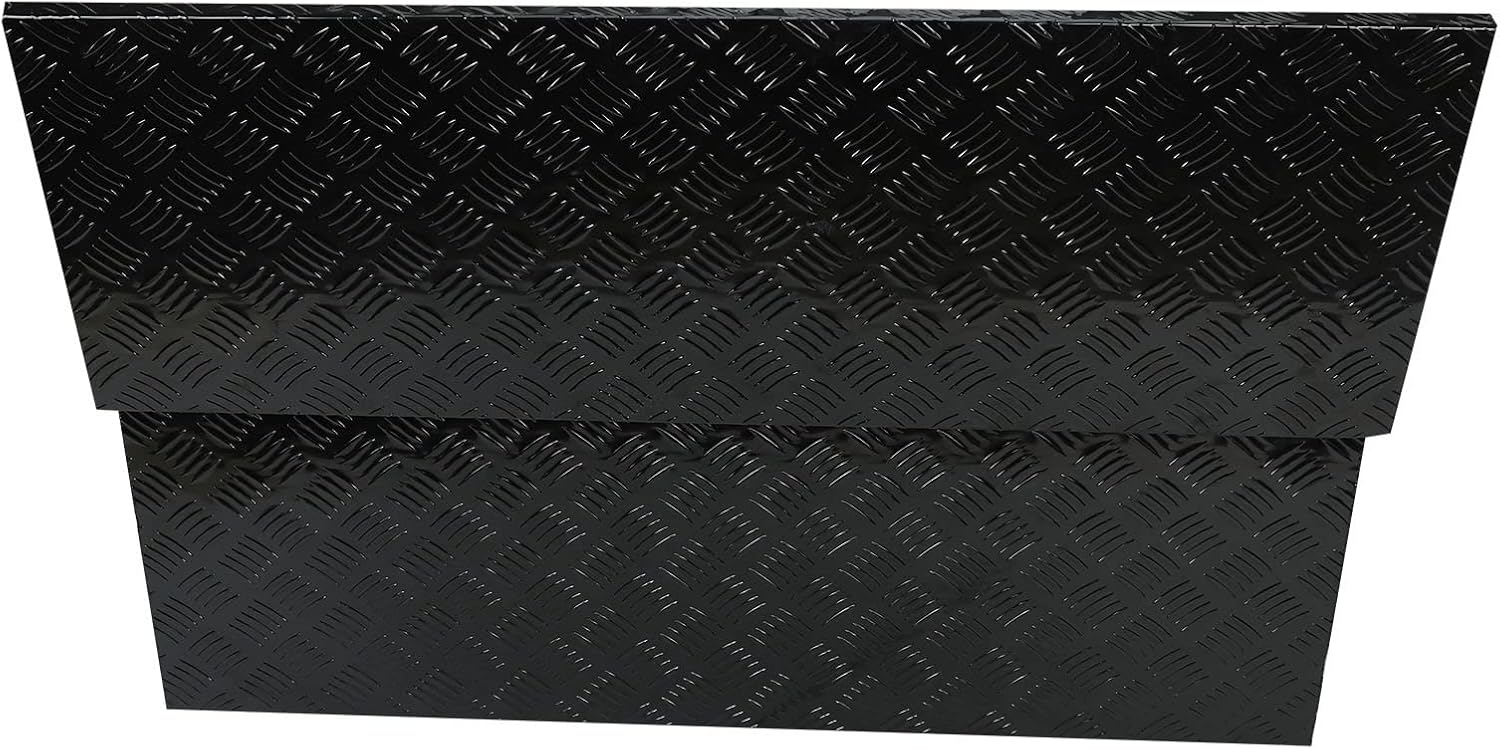 18X17X17.75 Black Aluminum 5 Bar Tread Tool Box Truck Car Outdoor Trailer Pickup Underbody Toolbox,RV Storage Organizer，Underbed Tools Organizer W/Lock Latch w/Keys