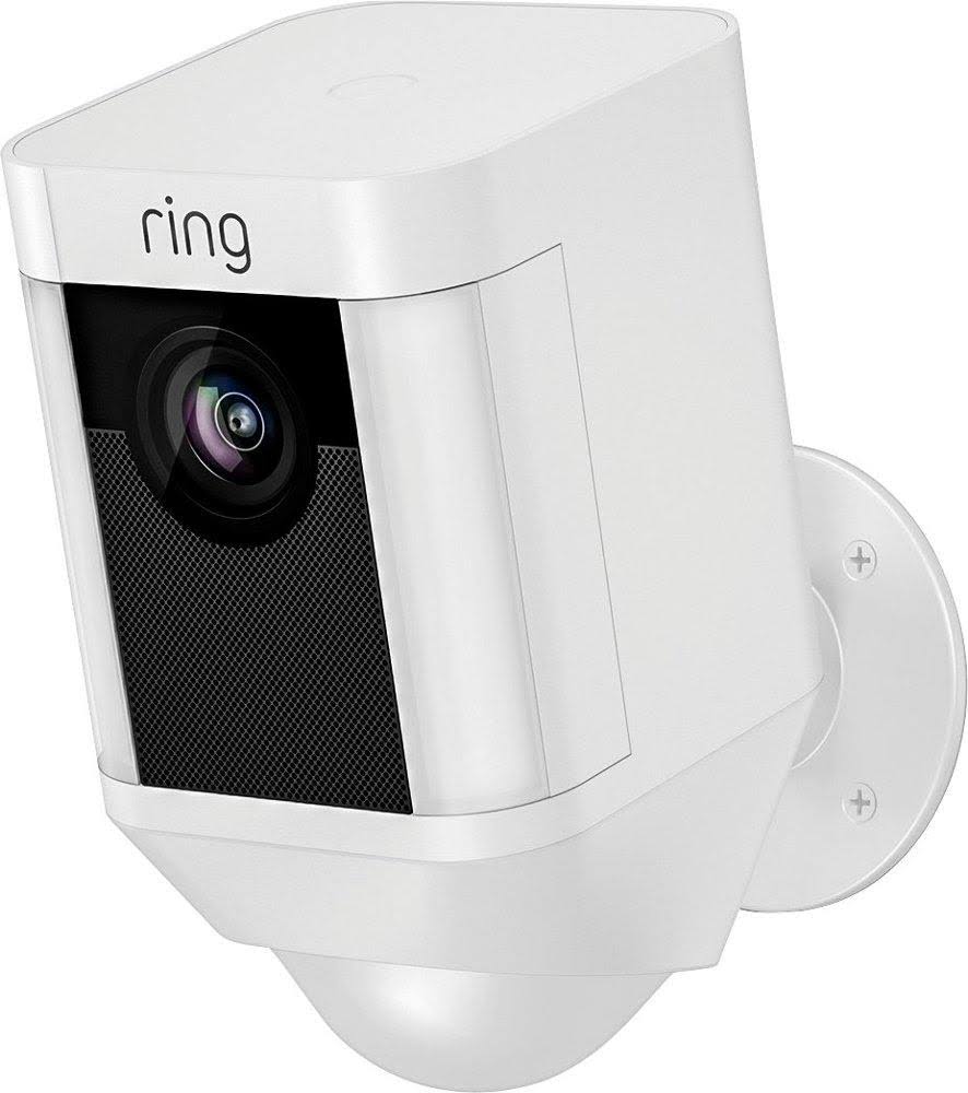 Ring Spotlight Cam Battery with Solar Panel Bundle 4-Pack White