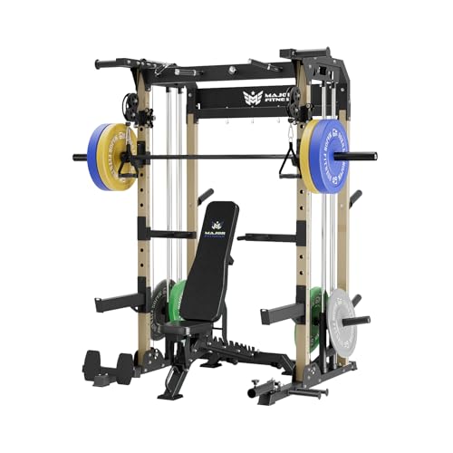 MAJOR FITNESS F22 Multi-Functional Power Rack—1600lbs Capacity All-in-One Squat Rack with Dual Pulley System for Home Gym Strength Training