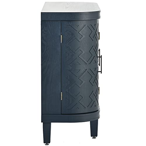 Buffet Cabinet Accent Storage Cabinet Sideboard Wooden Cabinet with Antique Pattern Doors for Hallway, Entryway, Living Room, Bedroom (Grey)