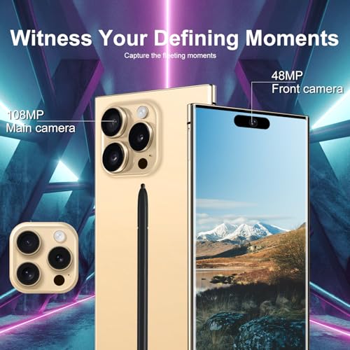Unlocked Cell Phones Smartphones 5G Phone Android 13 Mobile Phones 8GB+256GB/7 Display/48MP+108MP Camera/6800 mAh/Dual SIM/Build-in Pen (White)