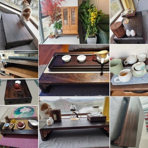 Japanese Tatami Low Table Wooden Coffee Table Portable Mini Picnic Furniture for Small Spaces Bedroom Living Room Entryway Farmhouse(40x30x11cm)