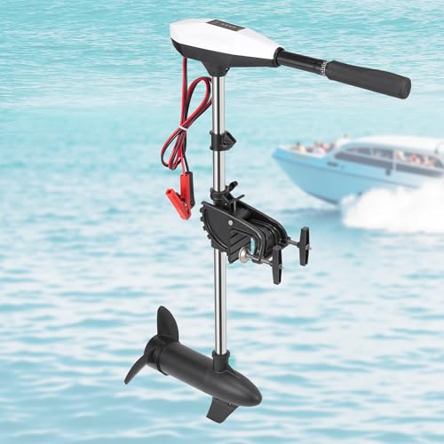 55lb Thrust Trolling Motor 8 Speed Electric Outboard Motor Kayak Motor with Adjustment 6-inch Extendable Handle, 30'' Shaft Length, LED Indicator, Transom Mounted for Kayak, Fishing Boat